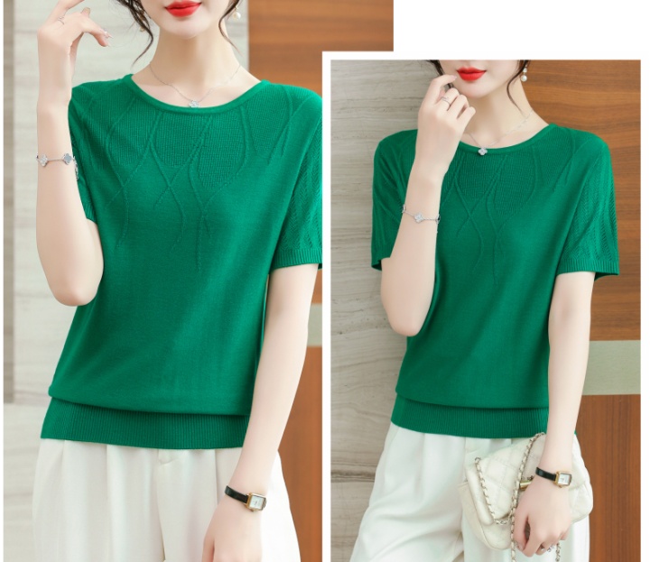 Cover belly thin T-shirt ice silk short sleeve sweater