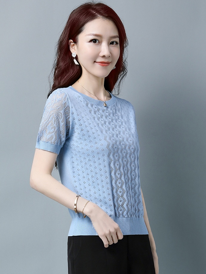 Lace summer slim tops thin bottoming sweater for women