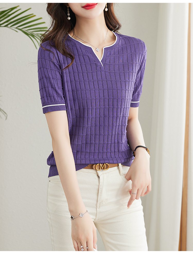 Purple fashion sweater ice silk bottoming shirt for women
