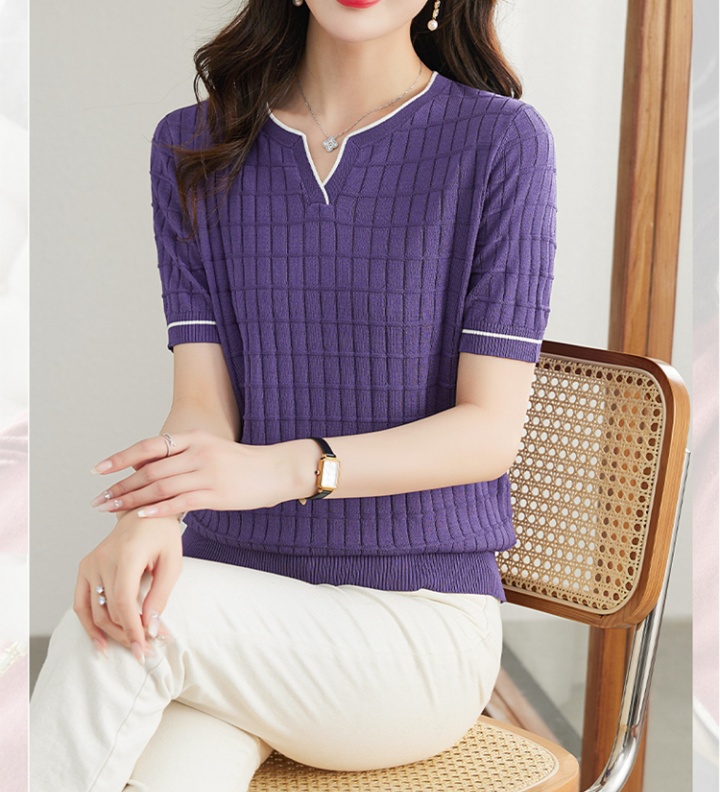 Purple fashion sweater ice silk bottoming shirt for women