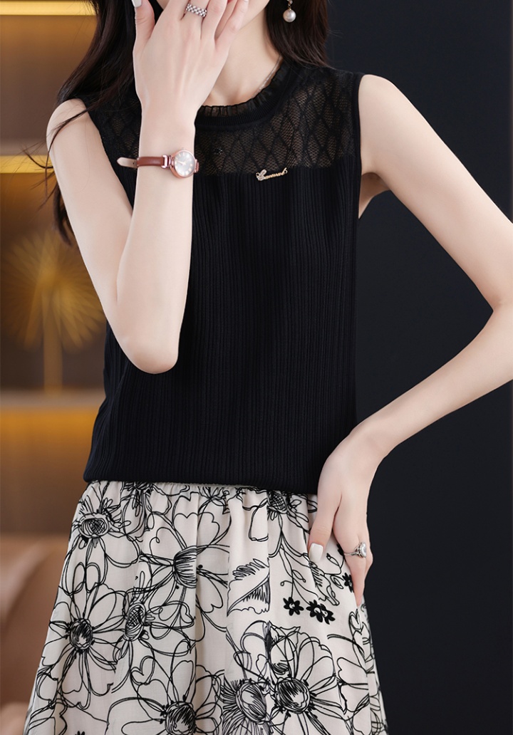 Stitching pullover lace T-shirt sling all-match summer vest