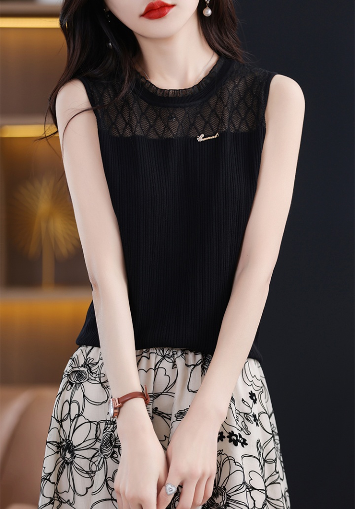 Stitching pullover lace T-shirt sling all-match summer vest