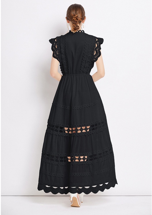 Hollow not with sling long dress sleeveless pure dress