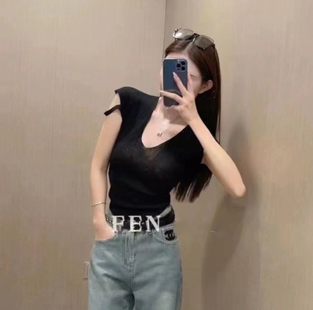 Sexy unique short sleeve sweater summer thin tops for women