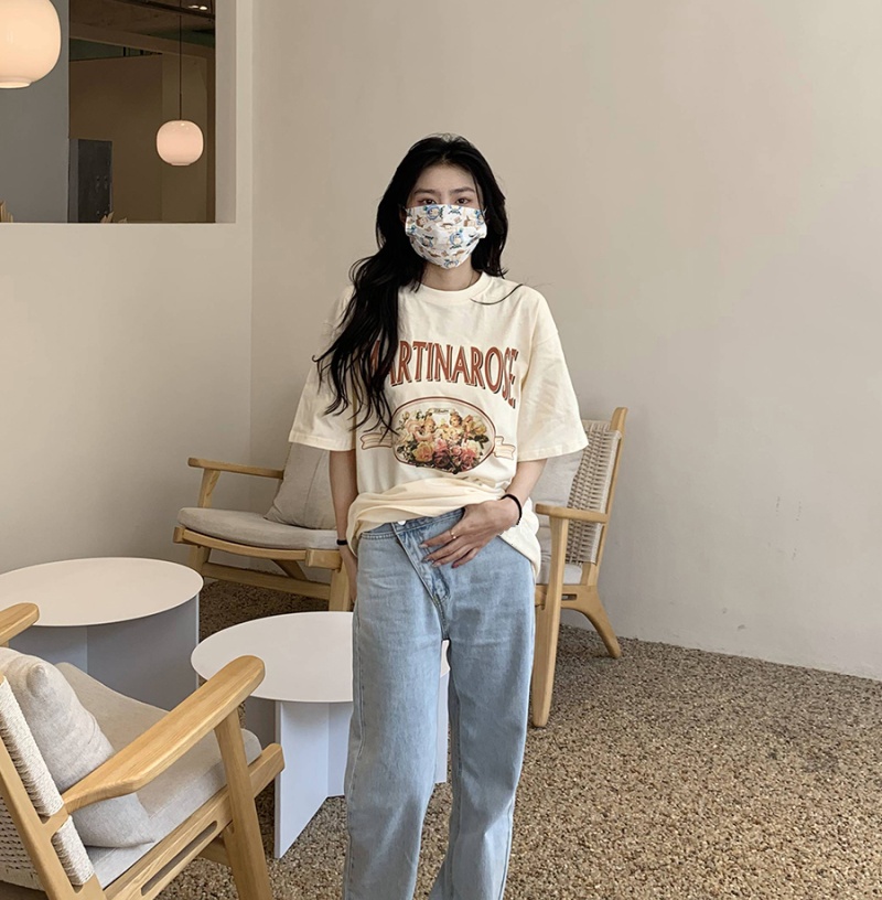 Korean style summer short sleeve loose T-shirt for women