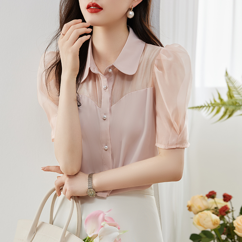 Korean style all-match shirt short sleeve tops for women