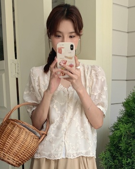 V-neck short sleeve shirt Korean style tops for women