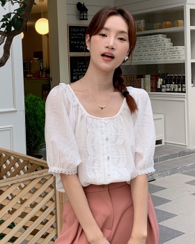 Korean style summer tops round neck shirt for women