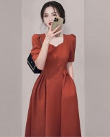 Pinched waist puff sleeve summer square collar dress for women