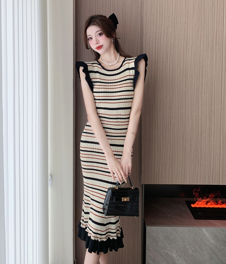 France style mixed colors dress for women