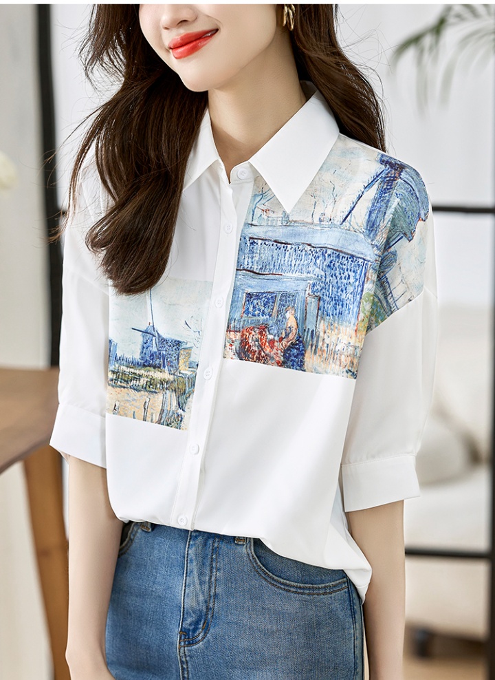 Short sleeve printing tops summer shirt for women