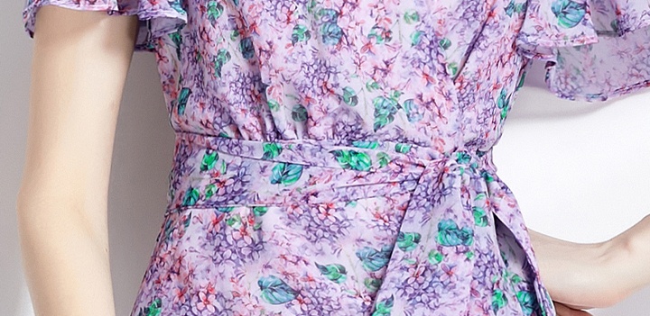 Package hip mermaid floral chiffon purple dress