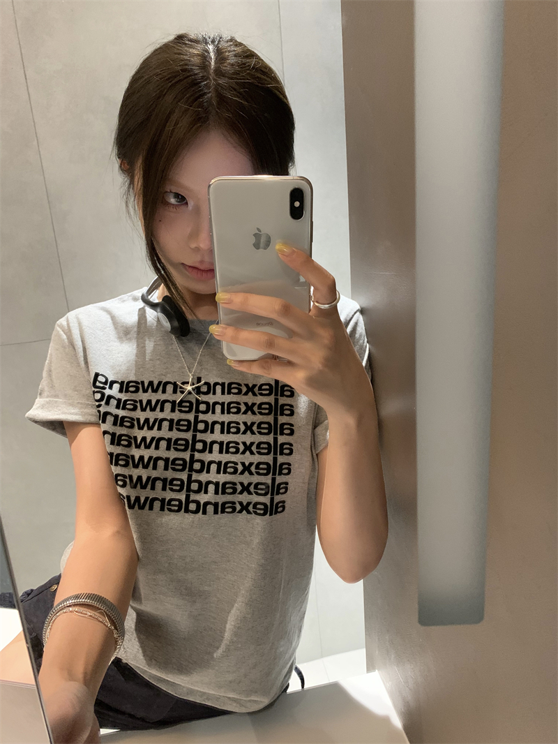 All-match Casual pure Korean style simple letters T-shirt