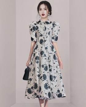 Big skirt printing tops fashion coat 2pcs set for women