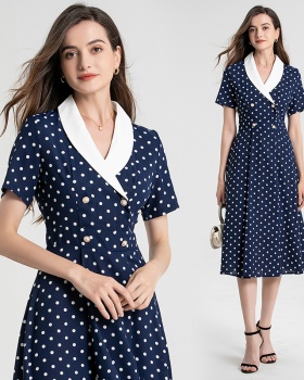 Big skirt summer polka dot dress ladies long business suit