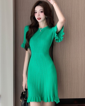 France style sweet summer knitted wood ear dress
