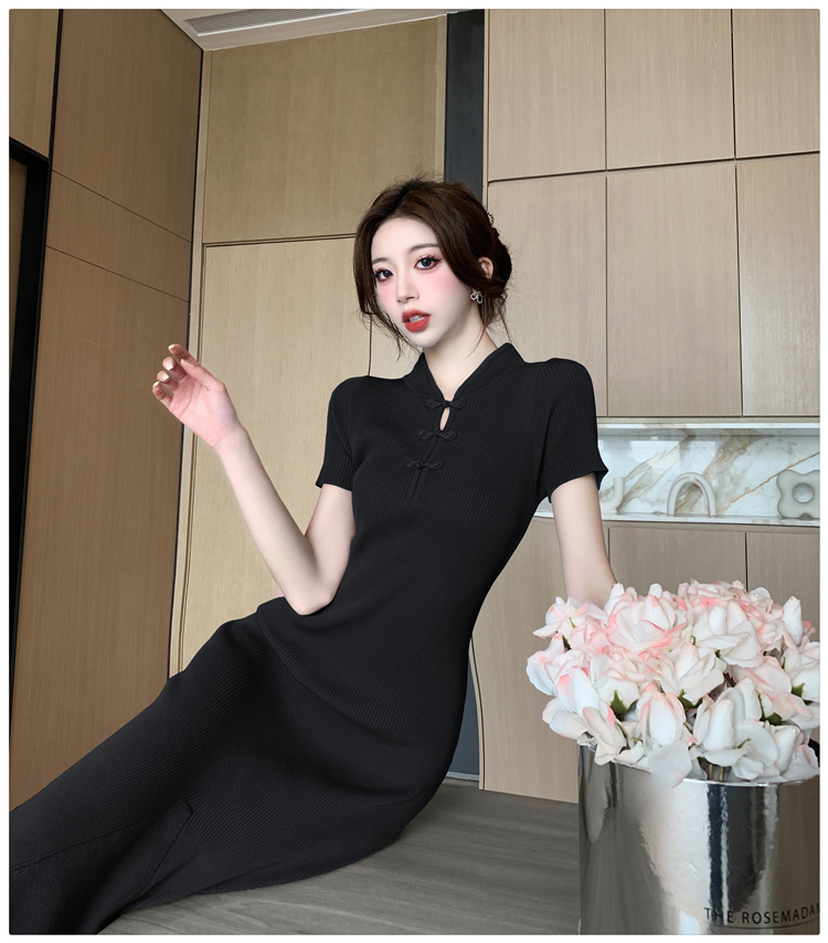 Slim knitted dress retro mermaid cheongsam for women