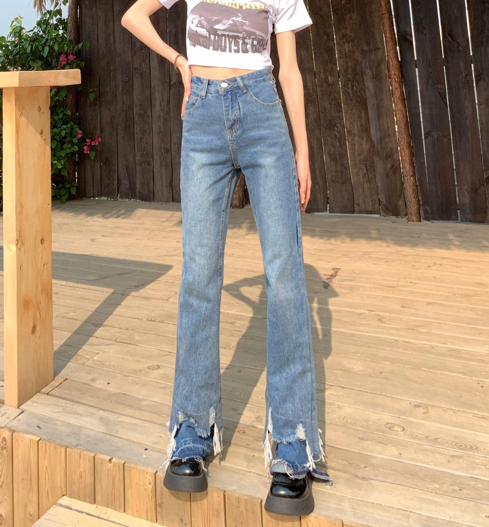 Summer Korean style large yard straight jeans for women