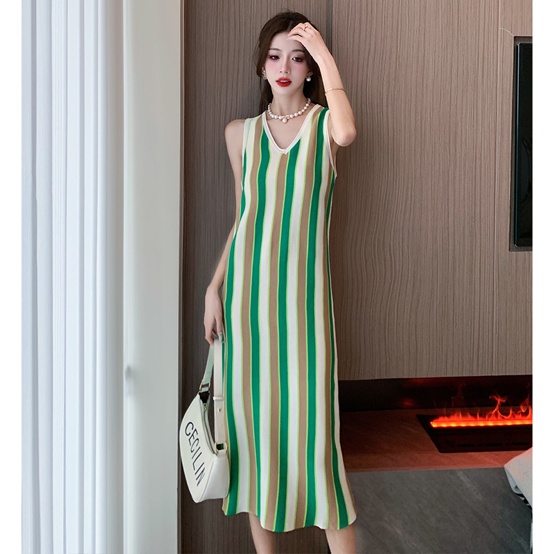 Fashion temperament vest stripe dress for women