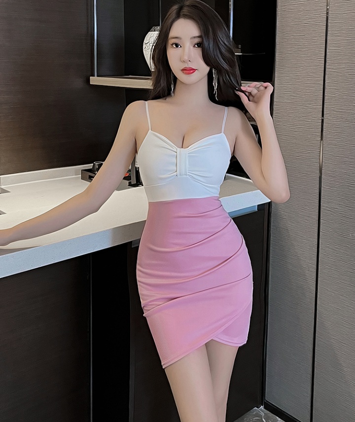 Sexy strapless package hip wrapped chest dress
