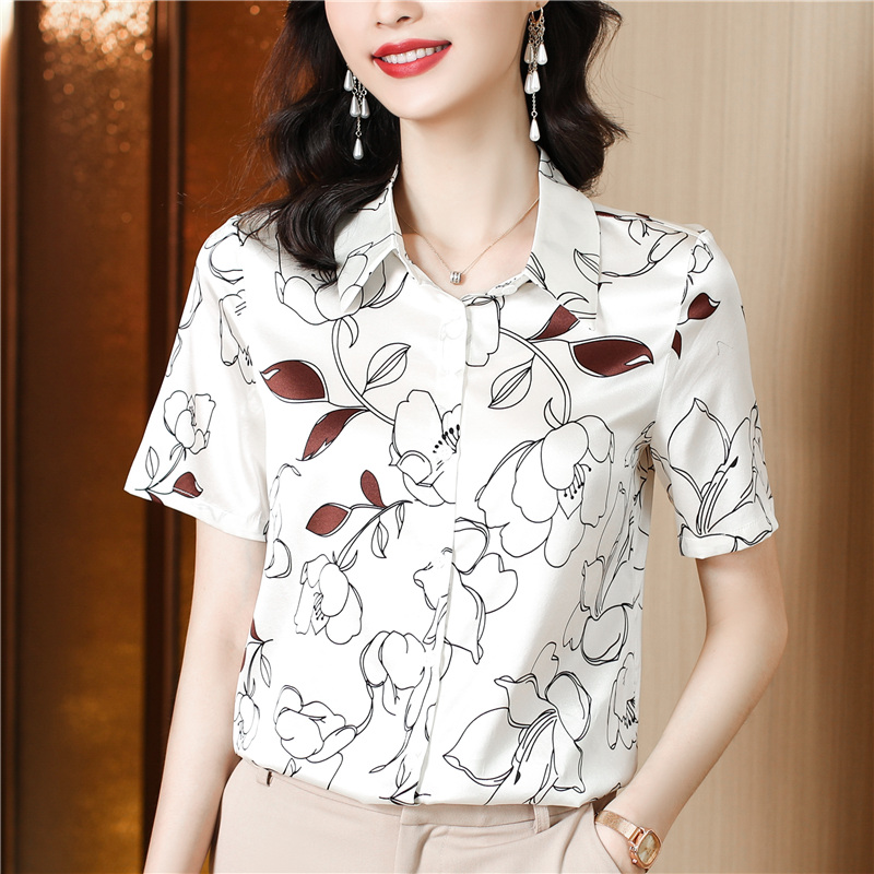Summer Western style tops real silk small shirt