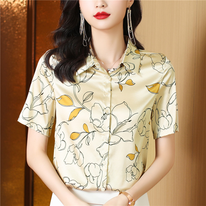 Summer Western style tops real silk small shirt