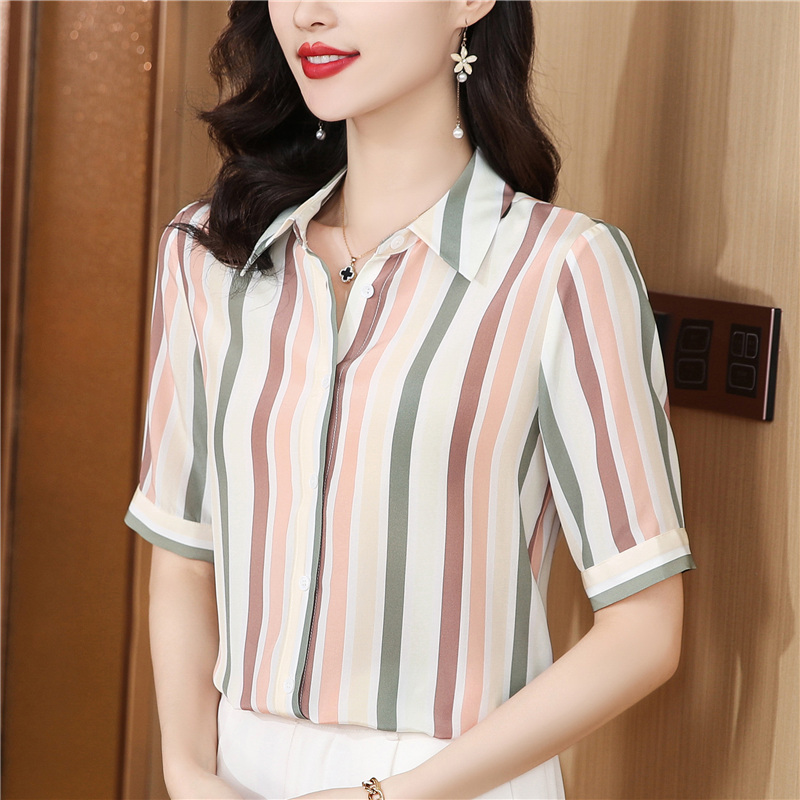 Vertical stripes France style shirt colors tops for women