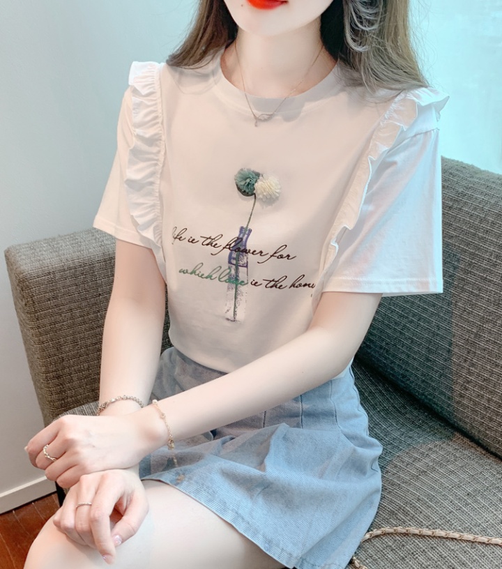 Short sleeve pure cotton tops pullover T-shirt
