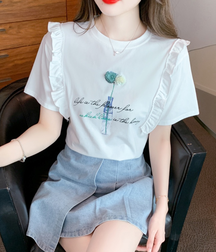 Short sleeve pure cotton tops pullover T-shirt