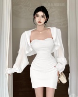 Slim wrapped chest dress short summer shirt 2pcs set