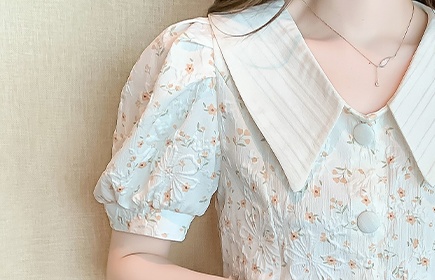 Doll collar temperament shirt printing tops