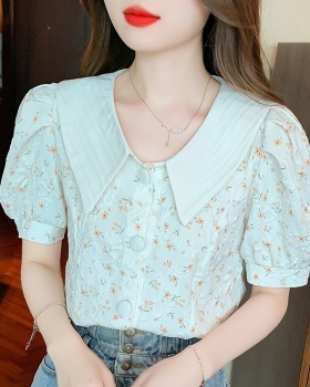 Doll collar temperament shirt printing tops