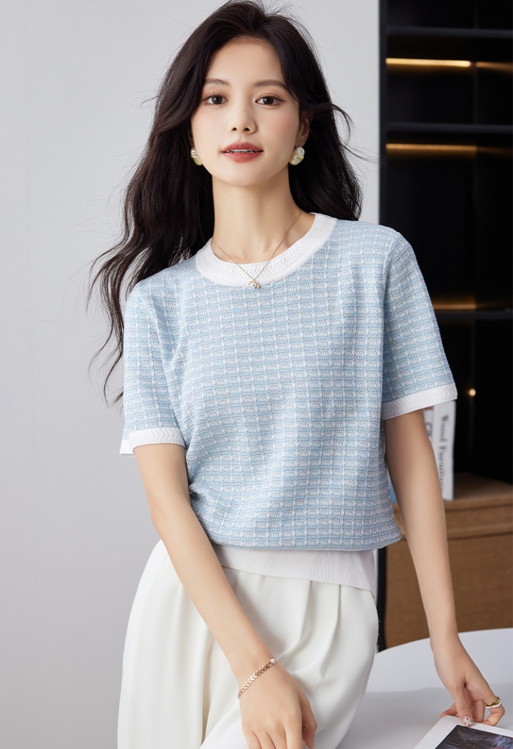 Summer short sleeve knitted T-shirt cotton colors tops