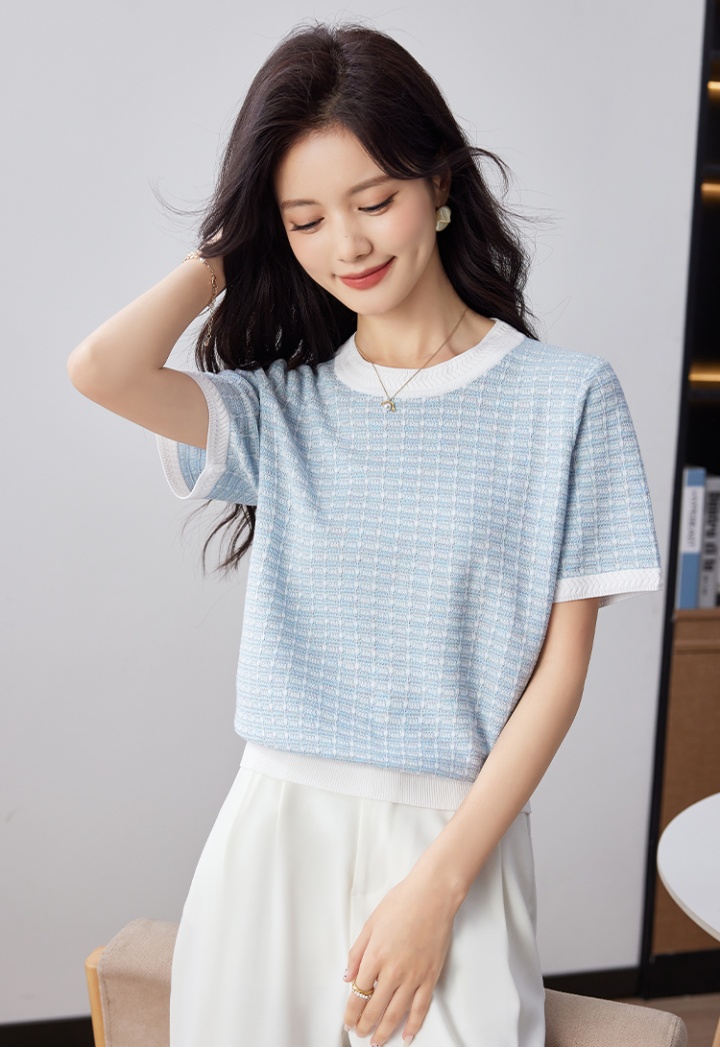 Summer short sleeve knitted T-shirt cotton colors tops
