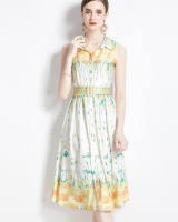 Tender pinched waist France style retro dress