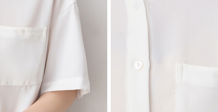 White fashion commuting double pocket shirt for women