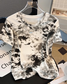 Printing ink summer tops chain short T-shirt for women
