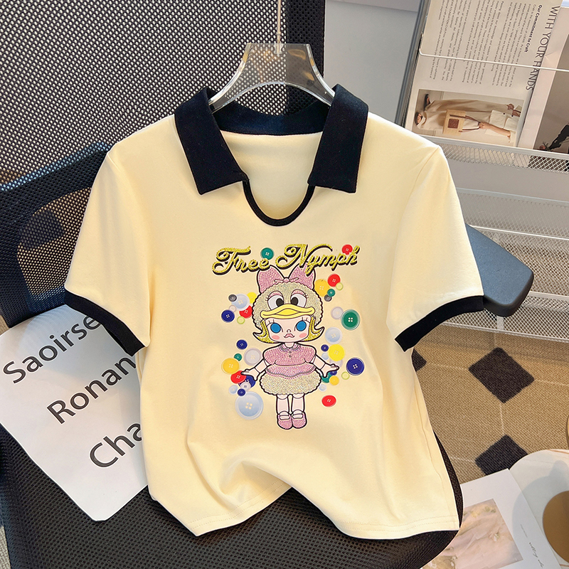 Rhinestone T-shirt little girl tops for women