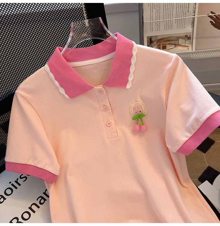 Loose pink short T-shirt short sleeve summer shirts