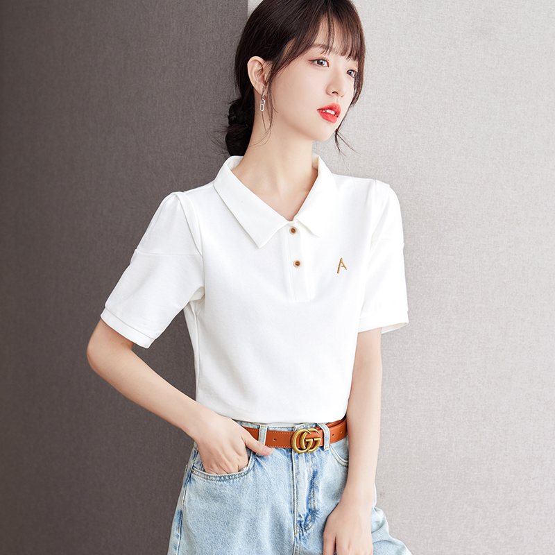 White Western style small shirt loose T-shirt for women