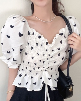 France style pinched waist shirt sweet short tops