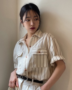 Stripe Korean style shirt simple single-breasted tops