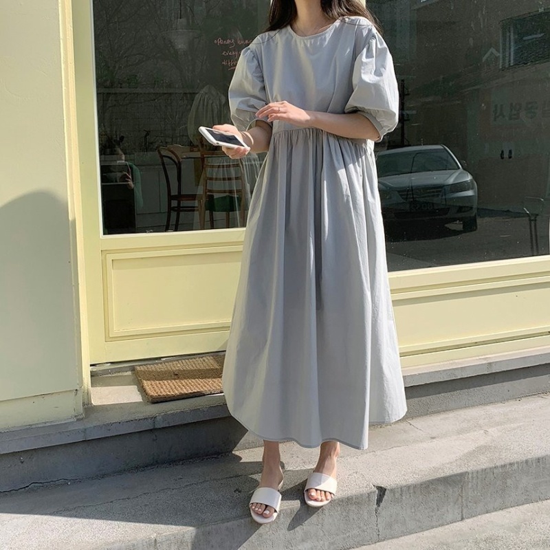 Loose summer Korean style fashion puff sleeve dress