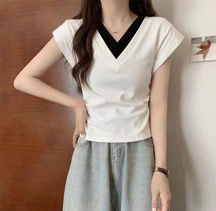 V-neck T-shirt Korean style tops for women