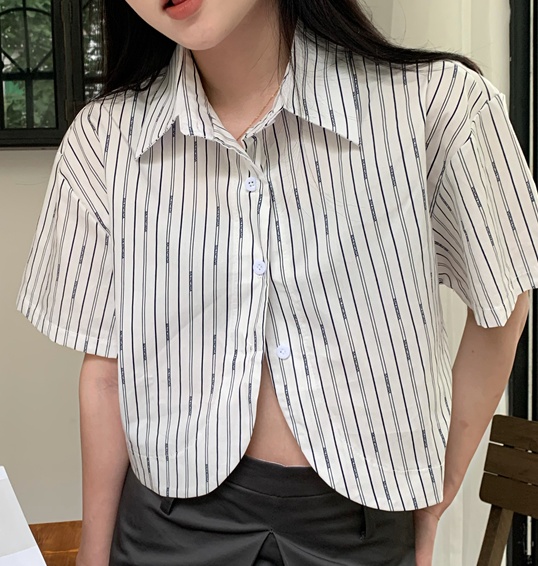 Short stripe tops loose shirt