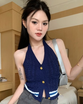 Sling sleeveless knitted halter spicegirl vest