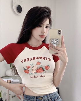 Casual all-match tops retro T-shirt for women
