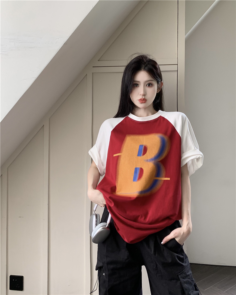 Letters printing loose street short sleeve T-shirt