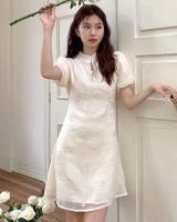 Gauze puff sleeve cheongsam summer Chinese style dress