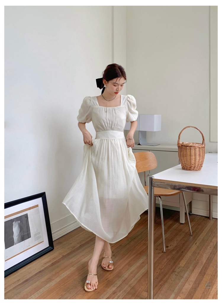 Pure retro France style fold dress for women
